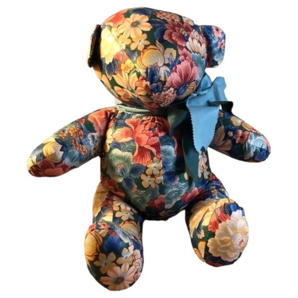 Vtg Shabby Chic Floral Teddy Bear Large. 17" h x 18" w - Picture 4 of 13